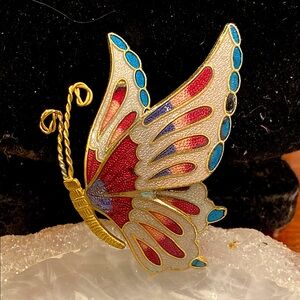 Cloisonné Butterfly Made in France. Beautiful and well Made.